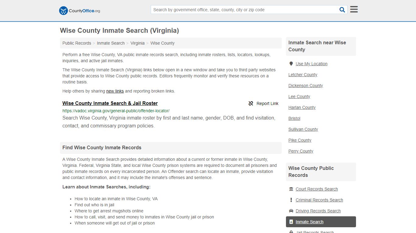 Inmate Search - Wise County, VA (Inmate Rosters & Locators)